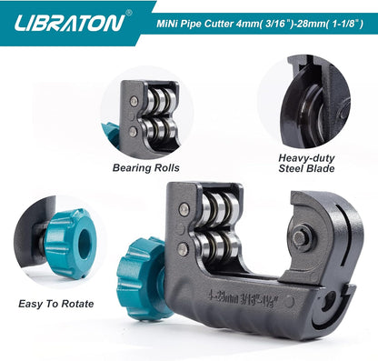 Libraton Mini Tubing Cutter 3/16"–1-1/8" with Deburrer