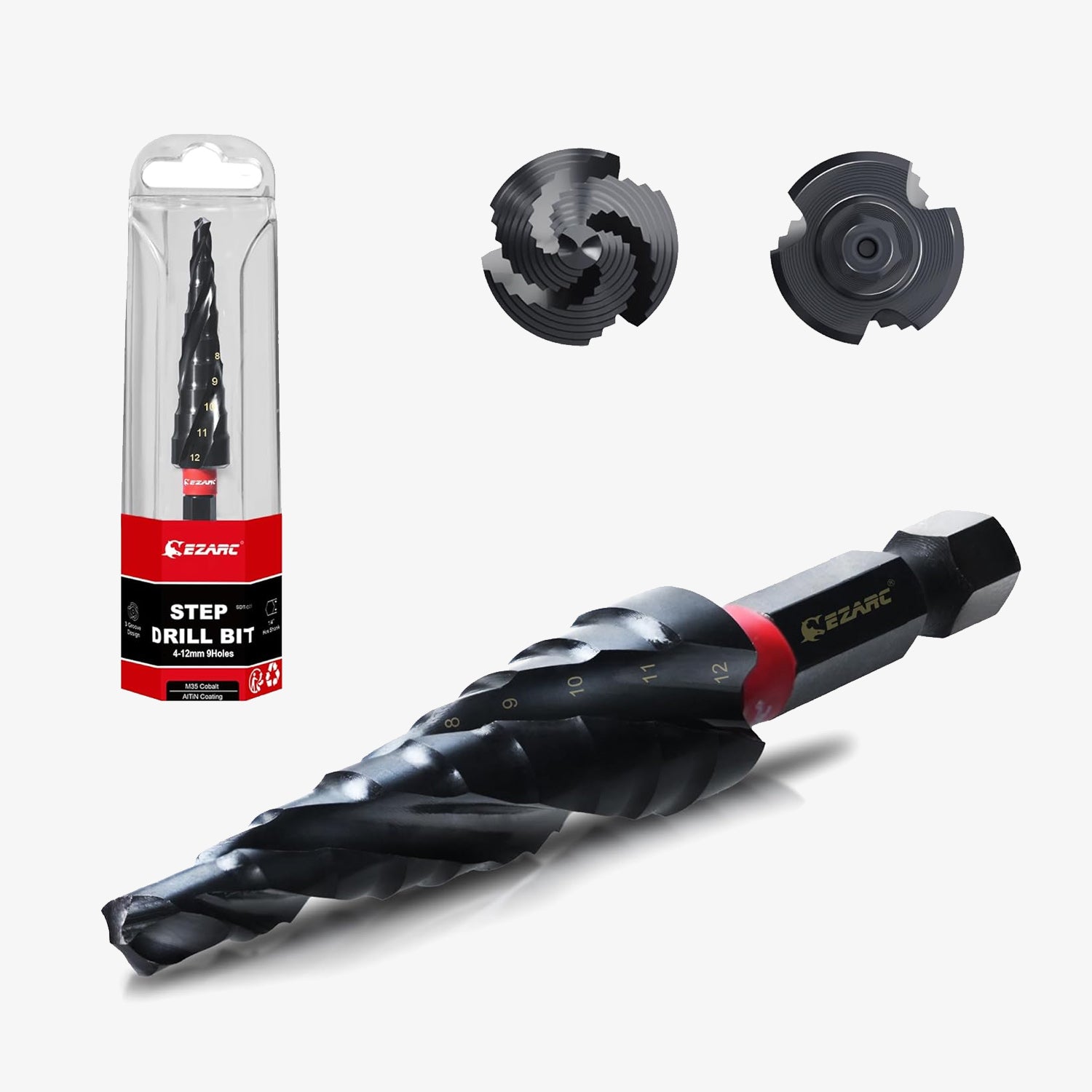 EZARC Step Drill Bit Set for Metal, Stainless Steel, Aluminum, Plastic - EZARC Tools