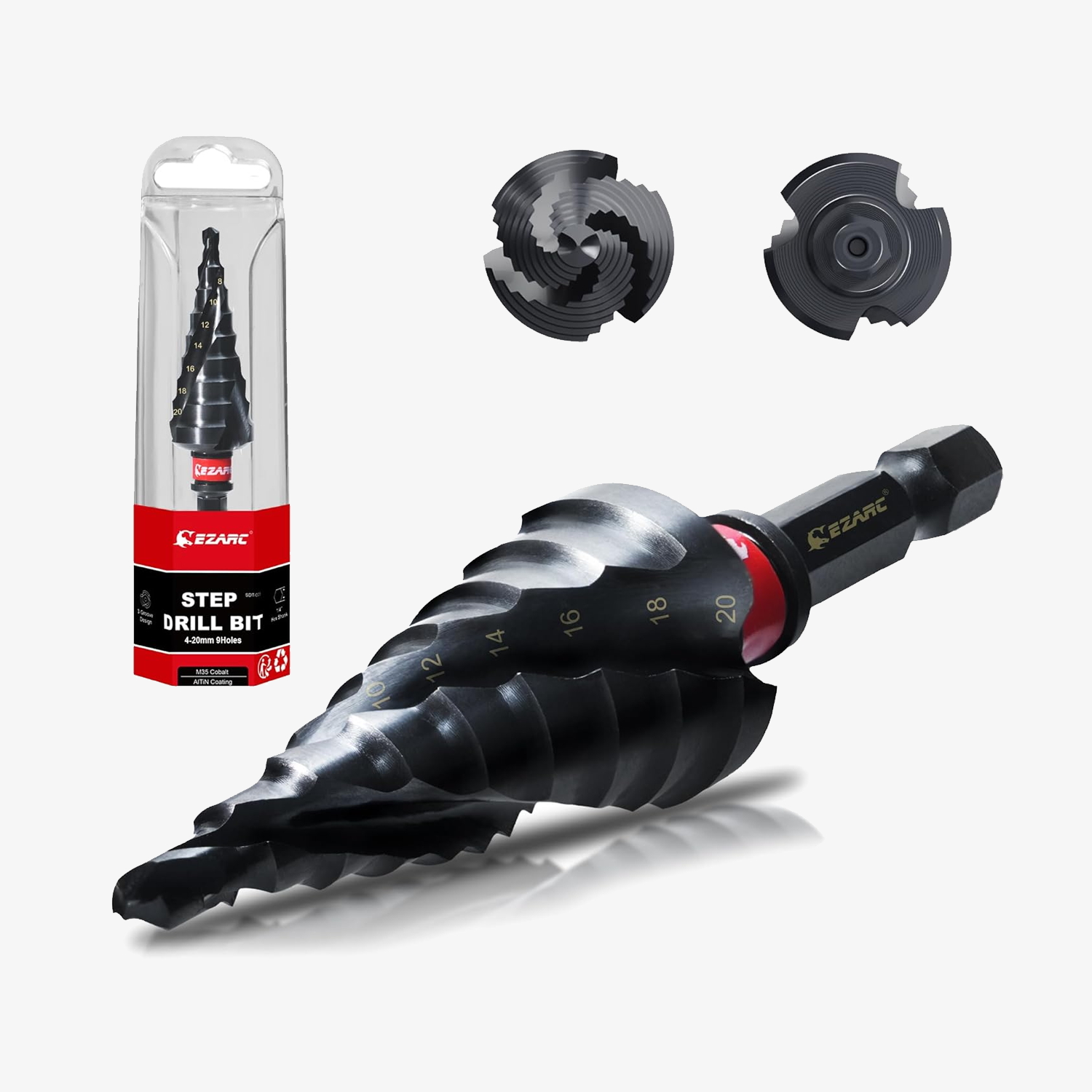 EZARC Step Drill Bit Set for Metal, Stainless Steel, Aluminum, Plastic - EZARC Tools