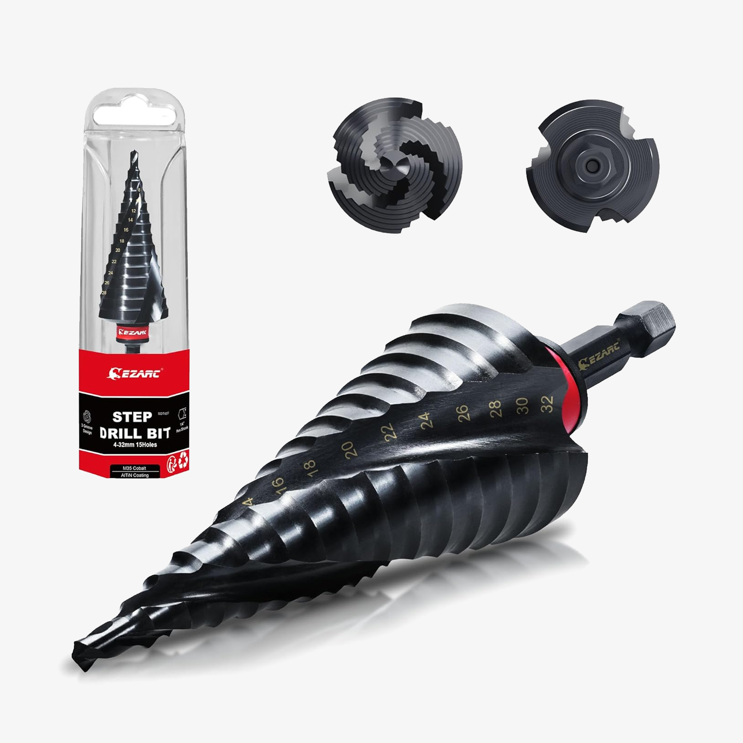 EZARC Step Drill Bit Set for Metal, Stainless Steel, Aluminum, Plastic - EZARC Tools
