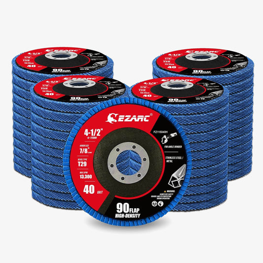 4-1/2 In. T29 High Density 90 Flap Discs For Stainless Steel, Sheet Metal,40/60/80/120 Grits - EZARC Tools