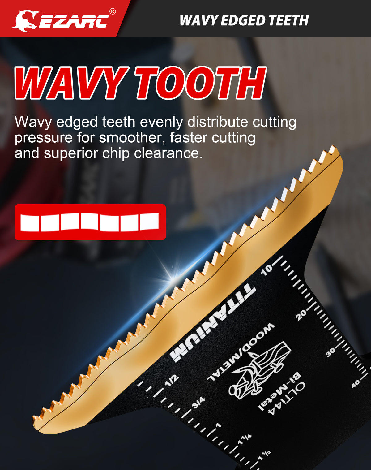 Titanium Oscillating Blade for Metal, Wood Nails, Screws Cutting, Plastic - EZARC Tools