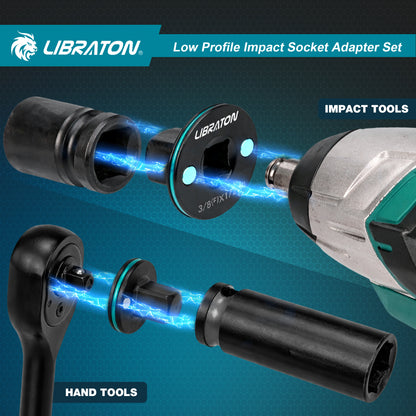 Libraton 4PCS Low Profile Impact Socket Adapter Set, Magnetic Drive Converter