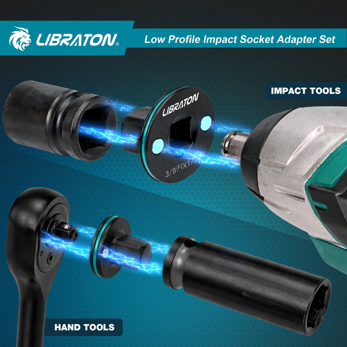 Libraton 5PCS Low Profile Impact Socket Adapter Set, Magnetic Drive Converter
