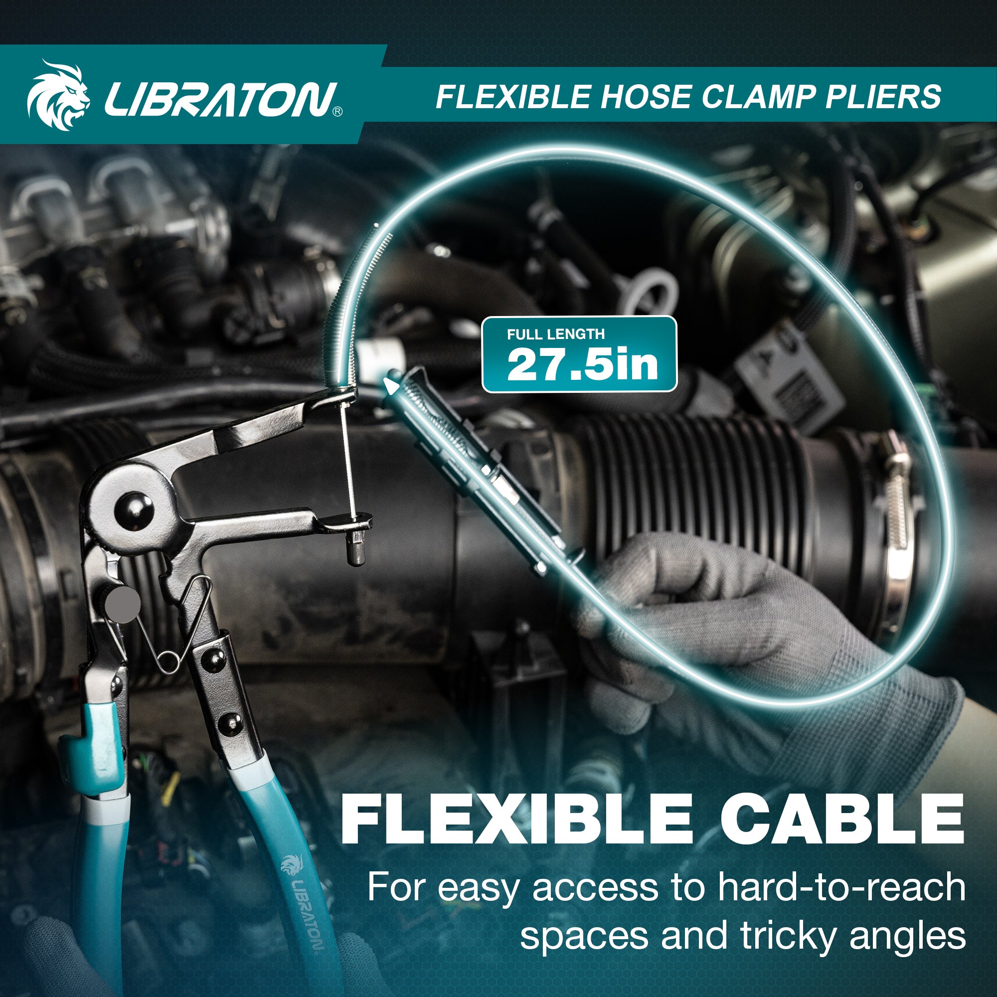 LIBRATON Flexible Hose Clamp Pliers, 27.5" Radiator Hose Clamp Pliers
