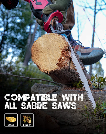 12 Pieces Wood Pruning Reciprocating Saw Blade Set for Tree Pruning, Wood/Wet Wood Cutting - EZARC Tools