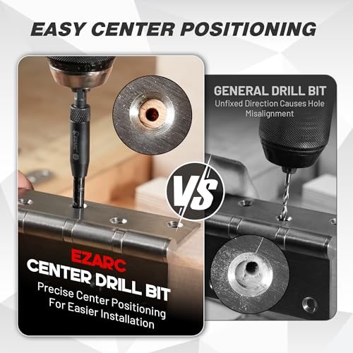 14PCS Self Centering Drill Bit Set, Center Drill Bit Set with Replacement Bits, Screwdriver Bits & Bit Holder - 1/4" Hex Shank for Cabinet Hinges & Woodworking with Storage Box