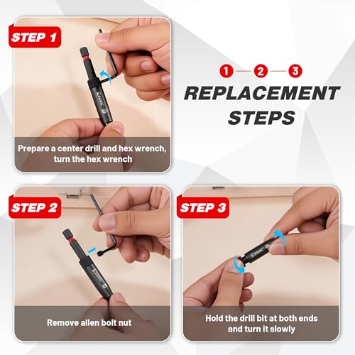 14PCS Self Centering Drill Bit Set, Center Drill Bit Set with Replacement Bits, Screwdriver Bits & Bit Holder - 1/4" Hex Shank for Cabinet Hinges & Woodworking with Storage Box