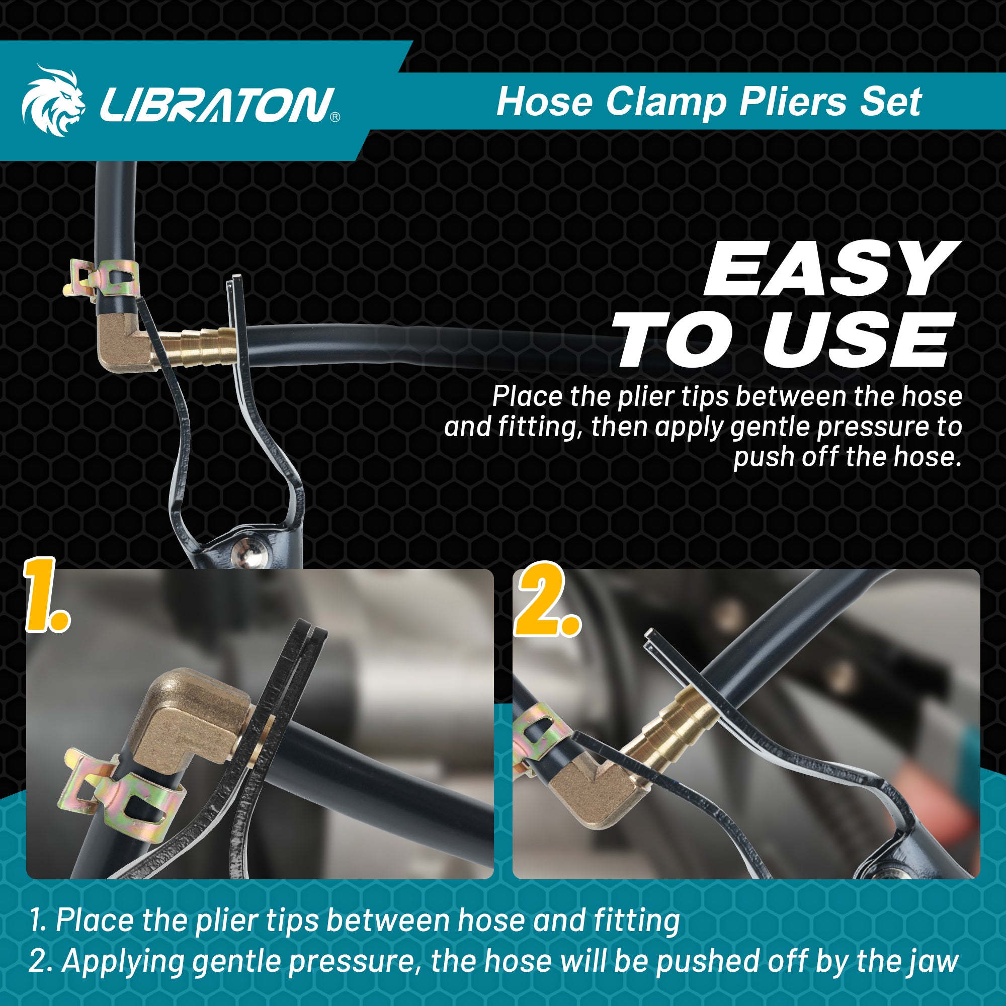 LIBRATON 2PCS Hose Clamp Pliers Set, Hose Clamp Tool, Hose Removal Pliers