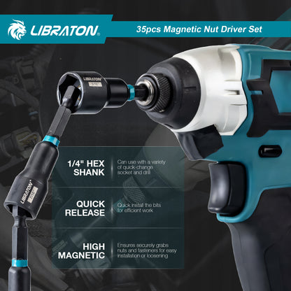 LIBRATON 35-Piece Magnetic Nut Driver Bit Set