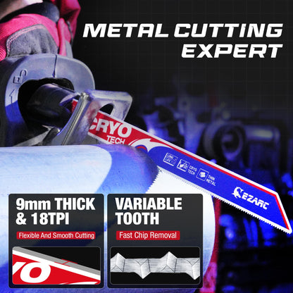 EZARC Cryo Tech Bi-Metal Sawzall Blades for Heavy Metal & Demolition (5-Pack)