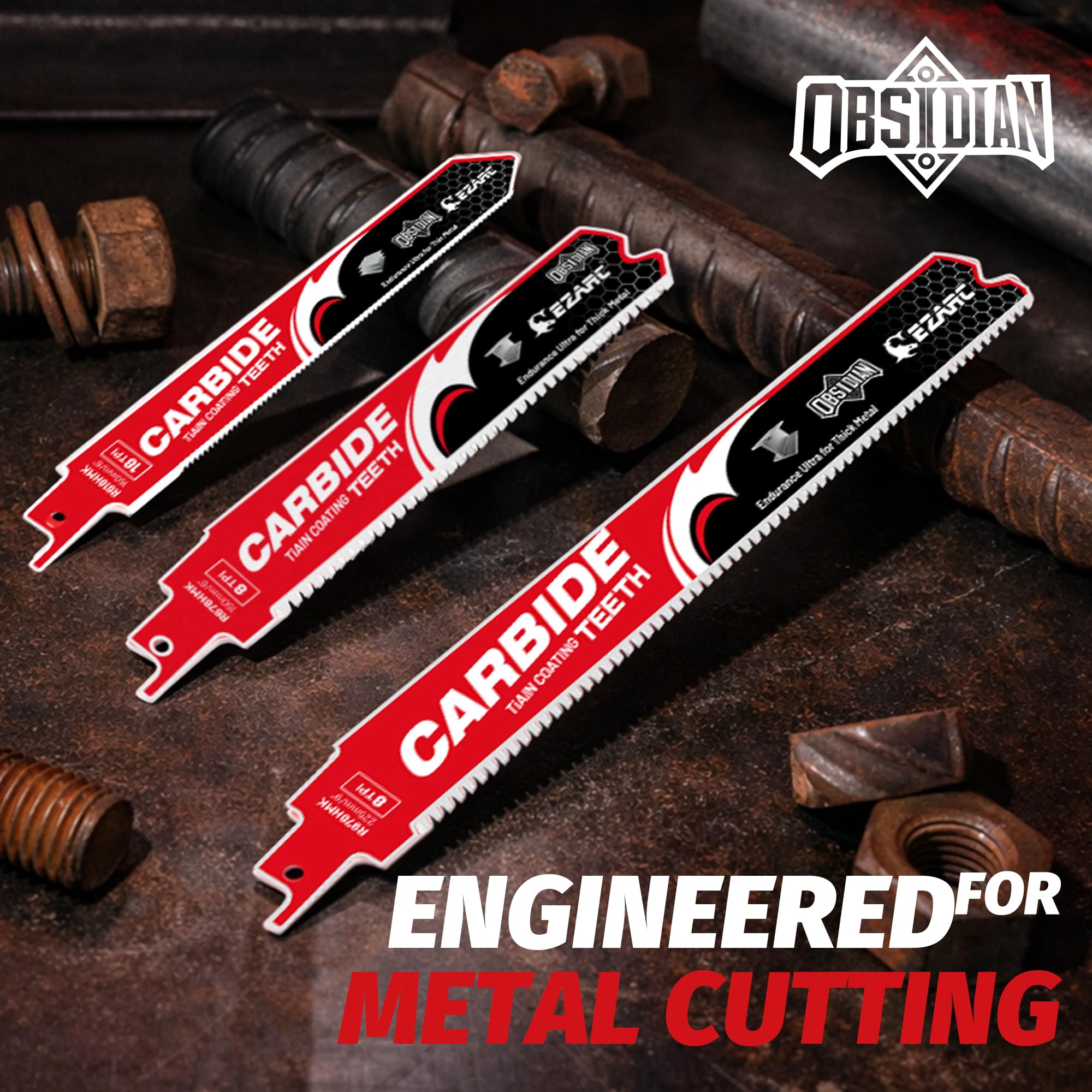 Thick Metal/Cast Iron Cutting – Obsidian Carbide, 6/9 in, 8/18 TPI Reciprocating Saw Blade