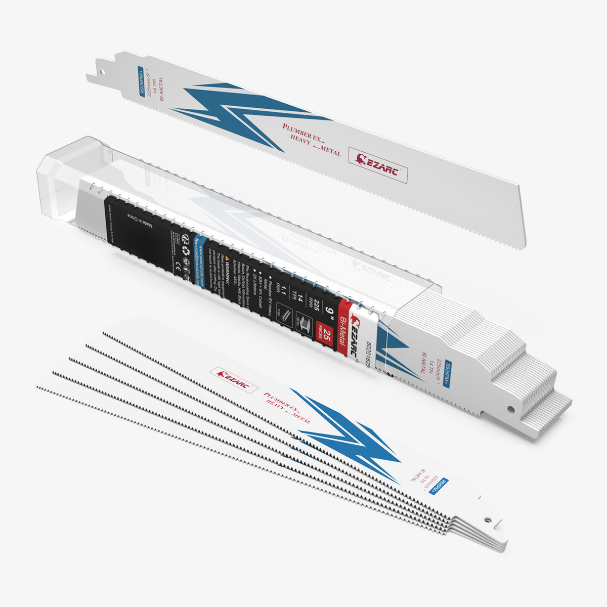 14TPI,6/9/12 in. Bi-Metal Reciprocating Saw Blade For Heavy Metal Cutting - EZARC Tools