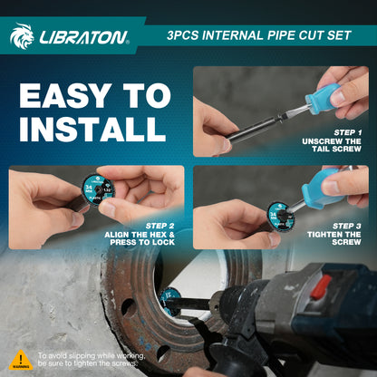 Libraton Inside Pipe Cutter for PVC, Internal Plumbing Tool Kit with Deburring Tool