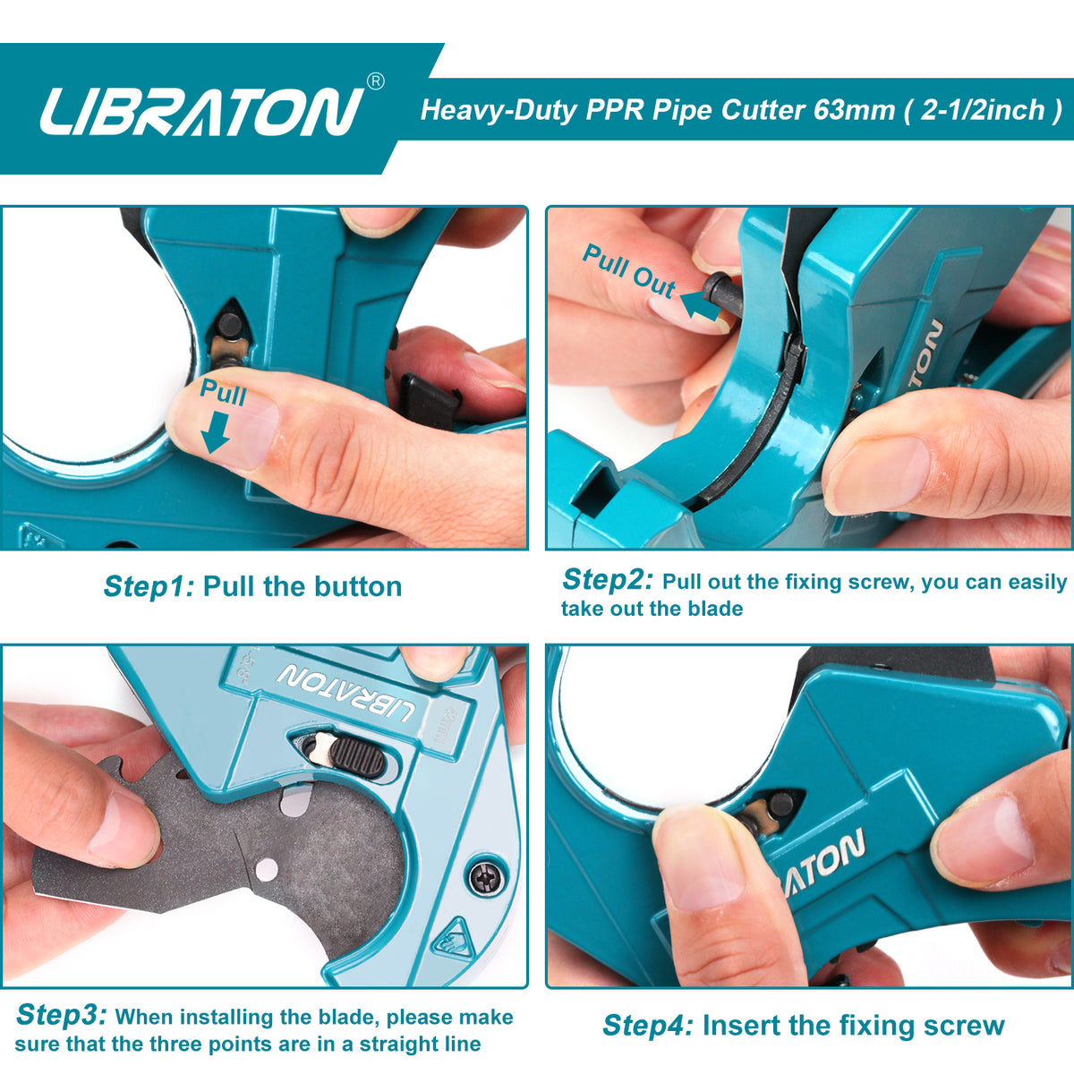 Libraton Heavy-Duty Ratchet Cutter – Up to 2-1/2", for PVC, PEX, PPR