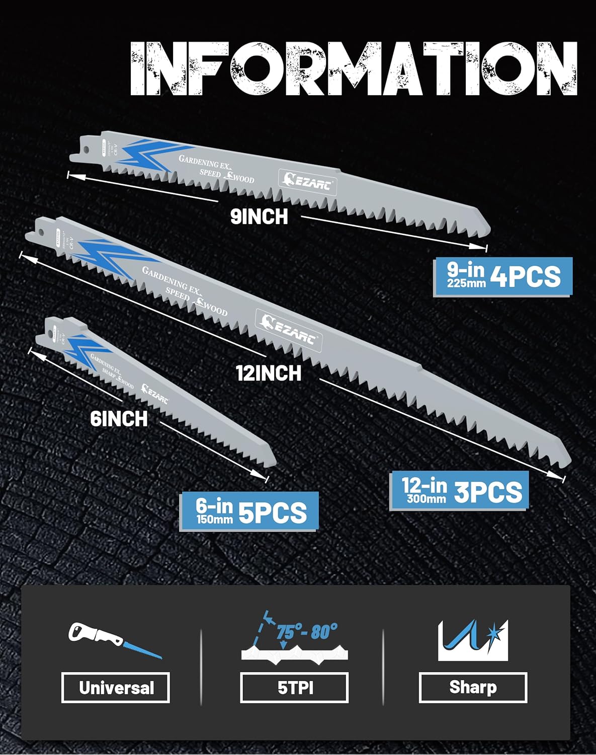 [Special Offer]CRV Sharp Ground Teeth Reciprocating Saw Blade For Pruning - EZARC Tools