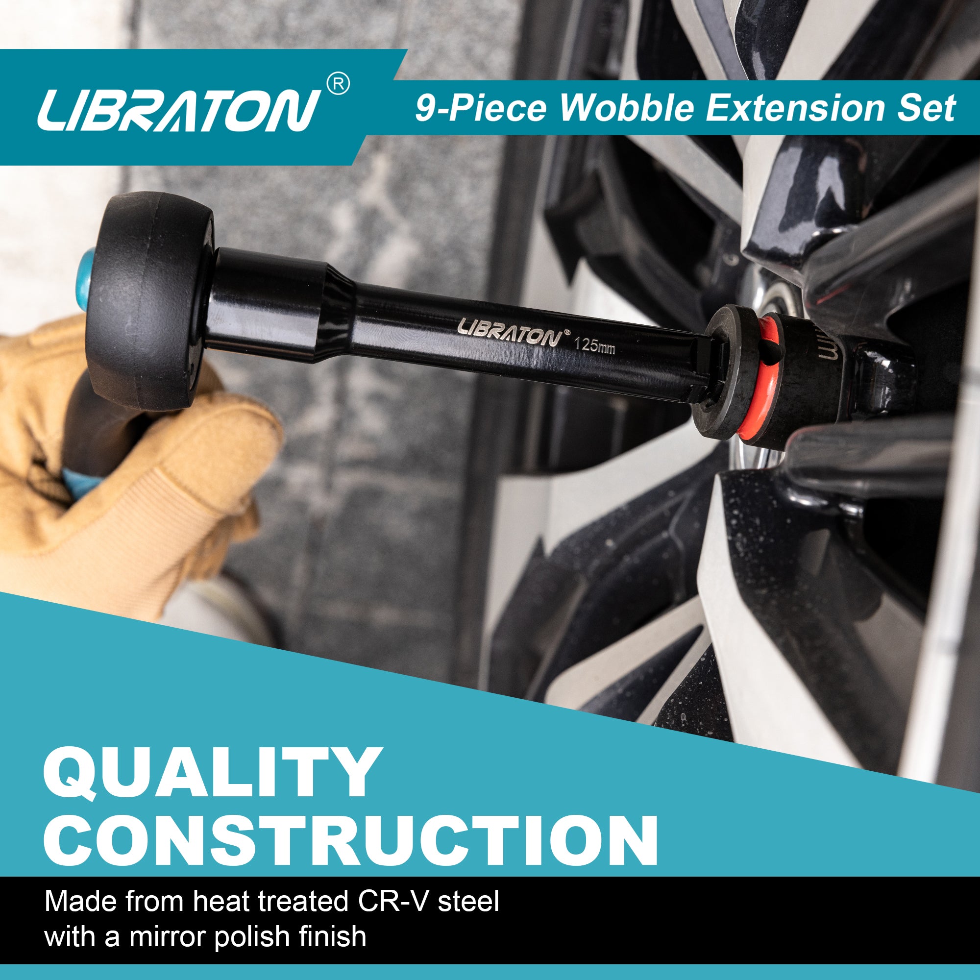 Libraton 9PCS Wobble Extension Set, 1/4" 3/8" 1/2" Drive Socket Extensions