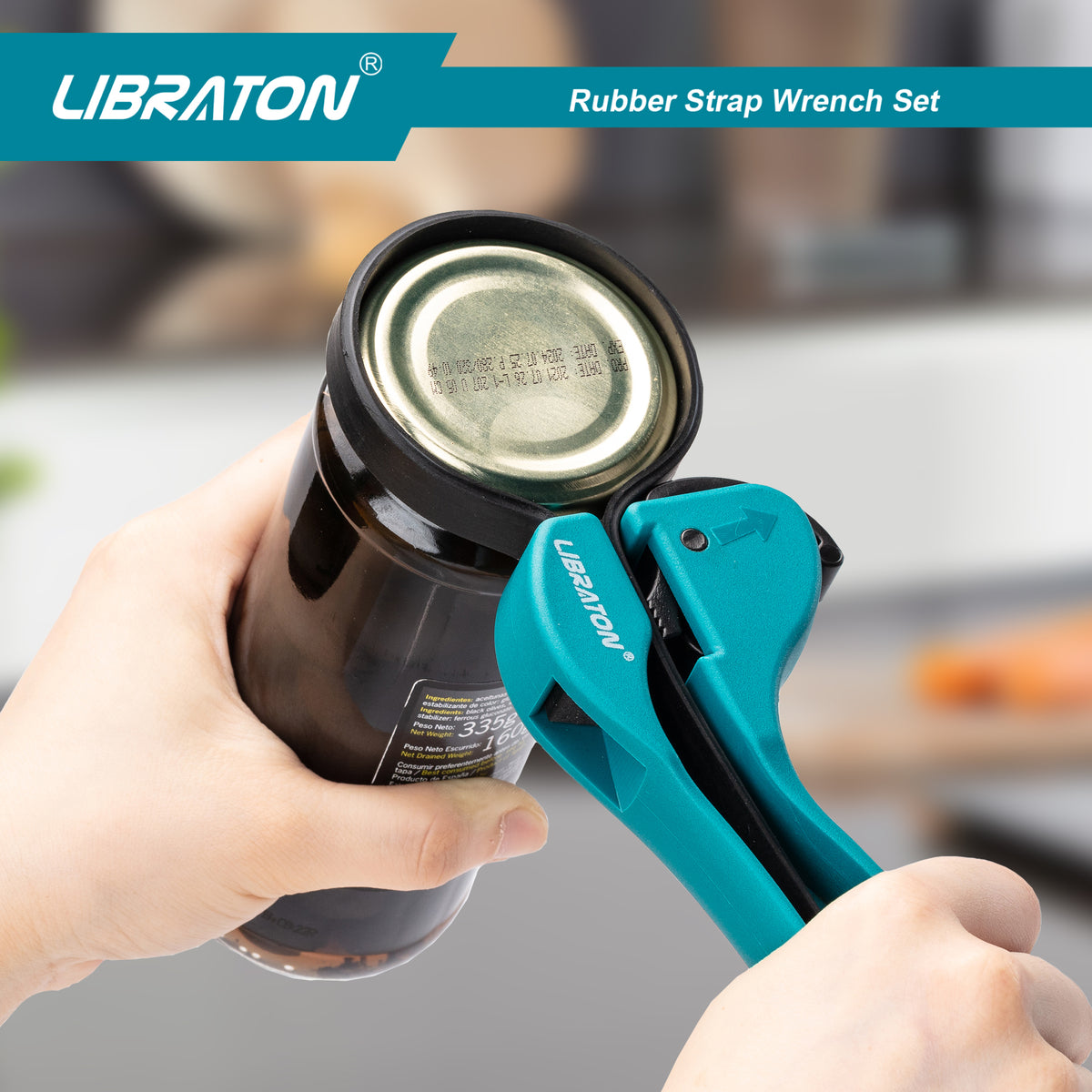 Libraton 2PCS Adjustable Strap Wrench Set, Rubber Wrench Tools for Oil Filter & Jar Opener