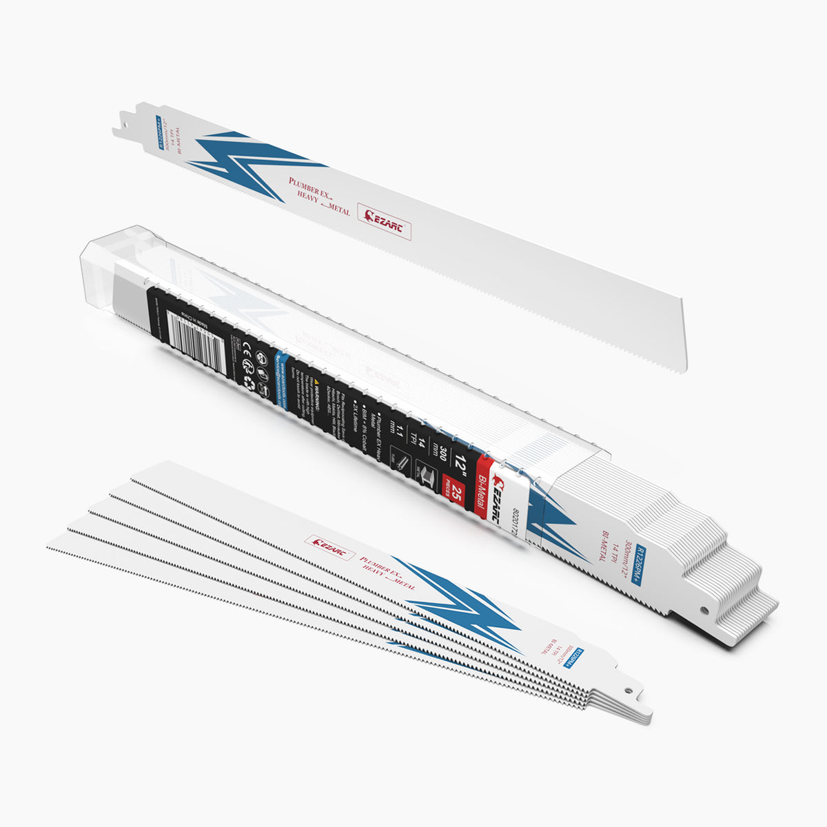 14TPI,6/9/12 in. Bi-Metal Reciprocating Saw Blade For Heavy Metal Cutting - EZARC Tools