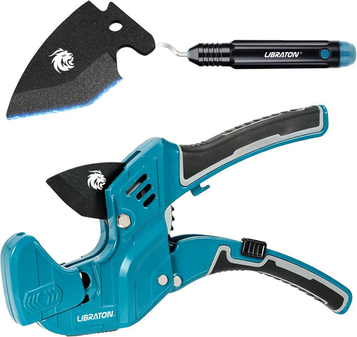 LIBRATON Adjustable Ratchet PVC Pipe Cutter, 1-5/8 Inch, with Deburring Tool - 1