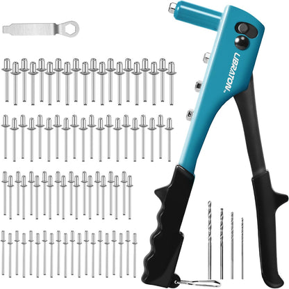 LIBRATON 10-Inch Hand Riveter Kit with 80 Aluminum Rivets and Drill Bits - 1