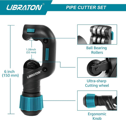 LIBRATON Copper Tube Cutter, 5/32-1-1/4 Inch, with Deburring Tool - 2