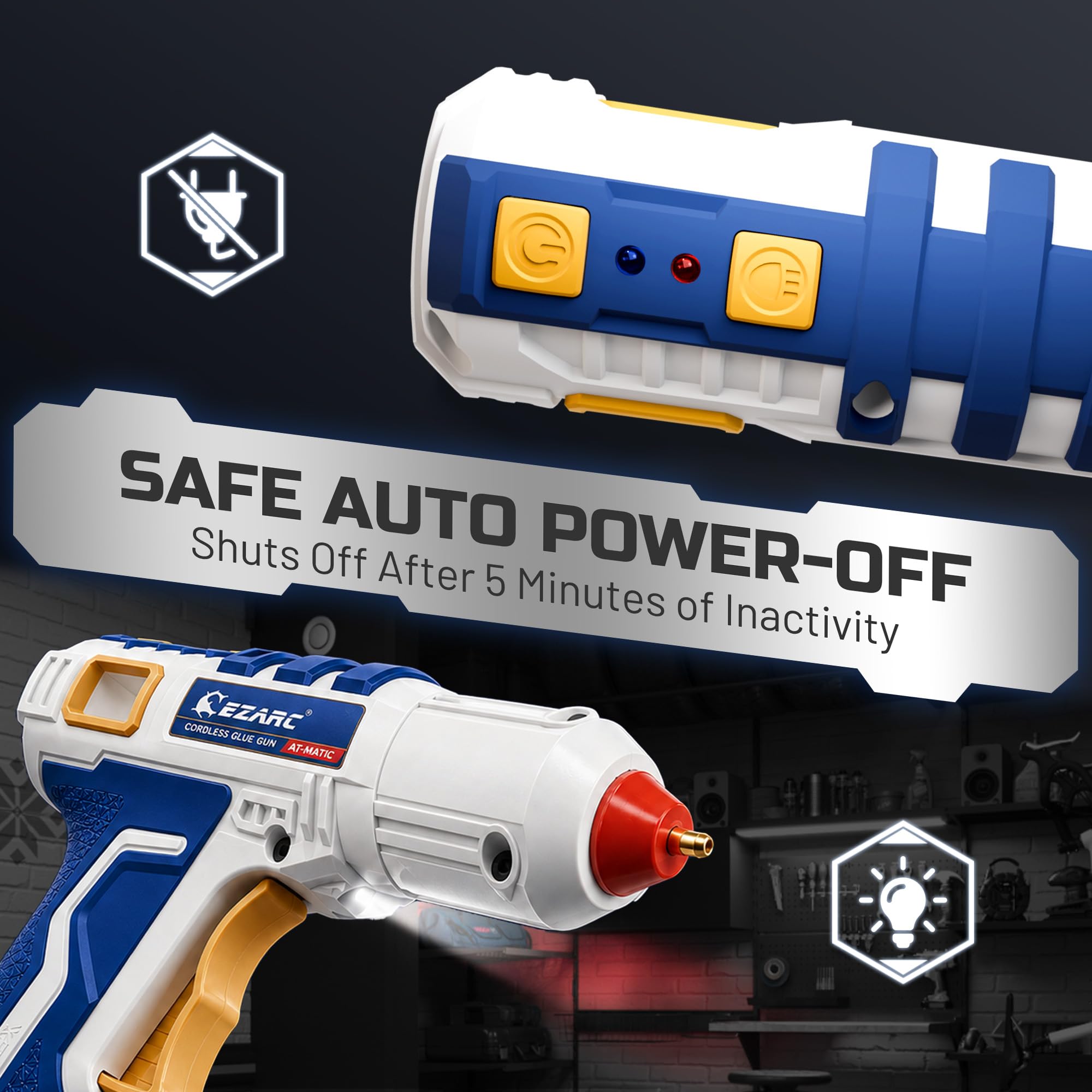 Cordless Hot Glue Gun,15s Fast Heating, 30 Mini Glue Sticks