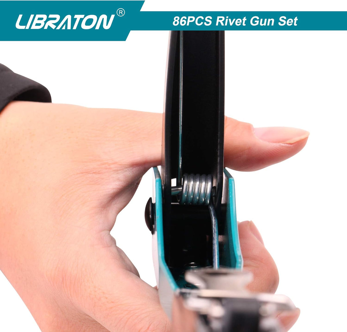 LIBRATON 10-Inch Hand Riveter Kit with 80 Aluminum Rivets and Drill Bits - 4