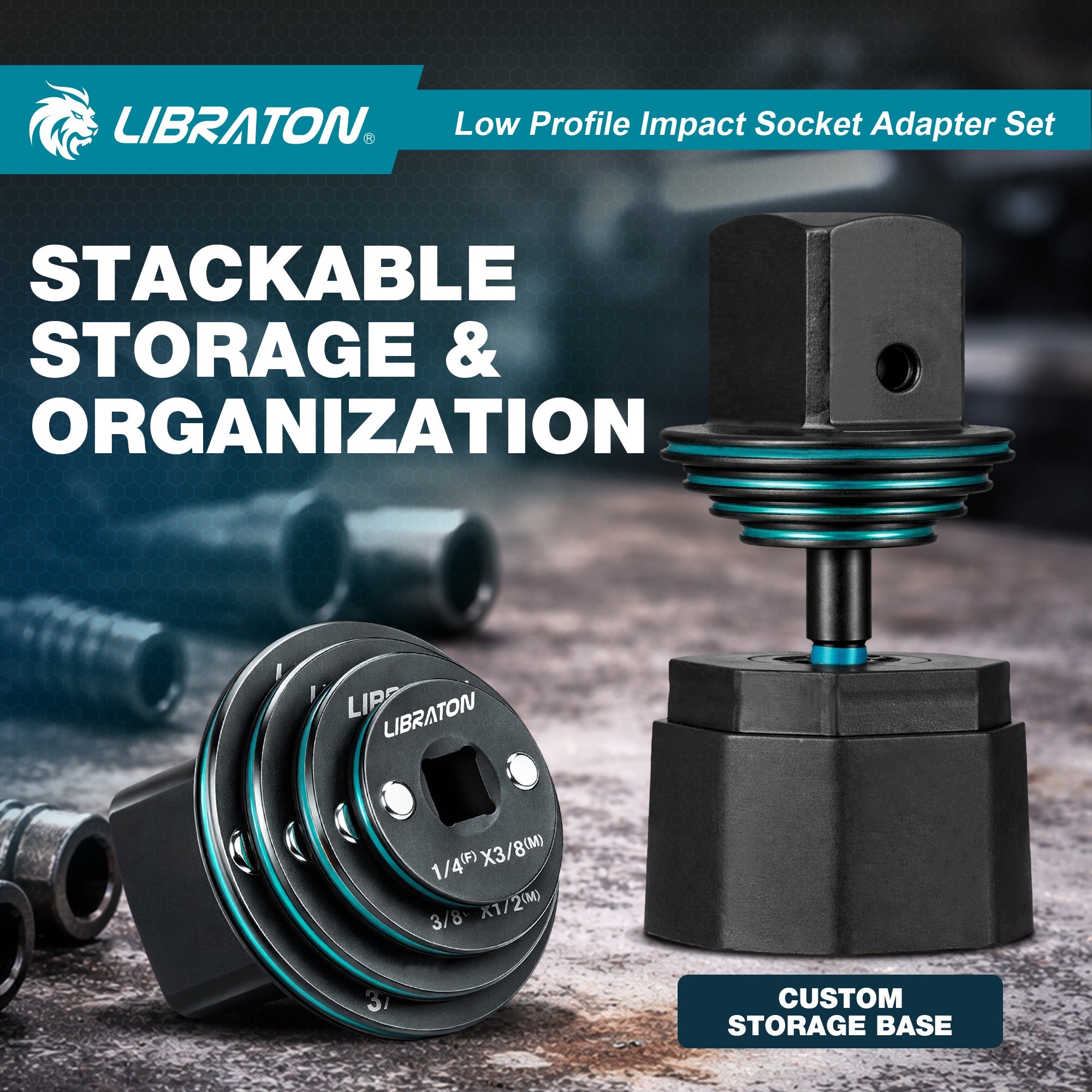 Libraton 5PCS Low Profile Impact Socket Adapter Set, Magnetic Drive Converter