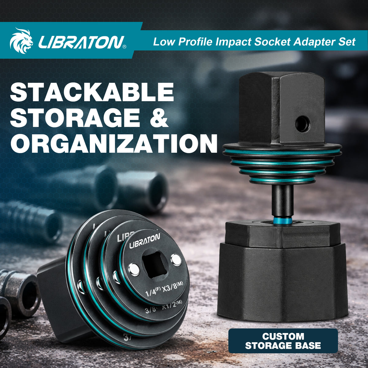 Libraton 5PCS Low Profile Impact Socket Adapter Set, Magnetic Drive Converter