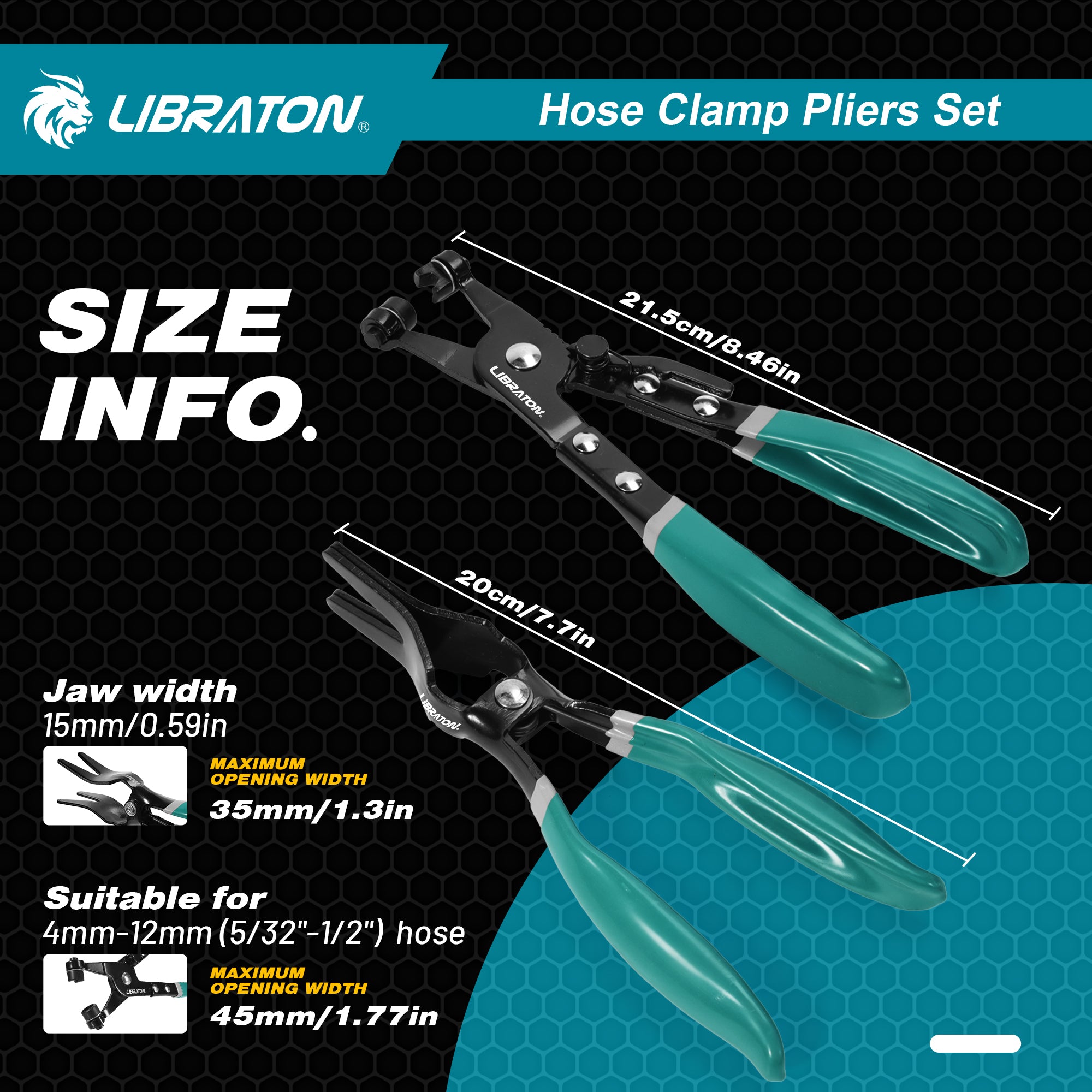 LIBRATON 2PCS Hose Clamp Pliers Set, Hose Clamp Tool, Hose Removal Pliers