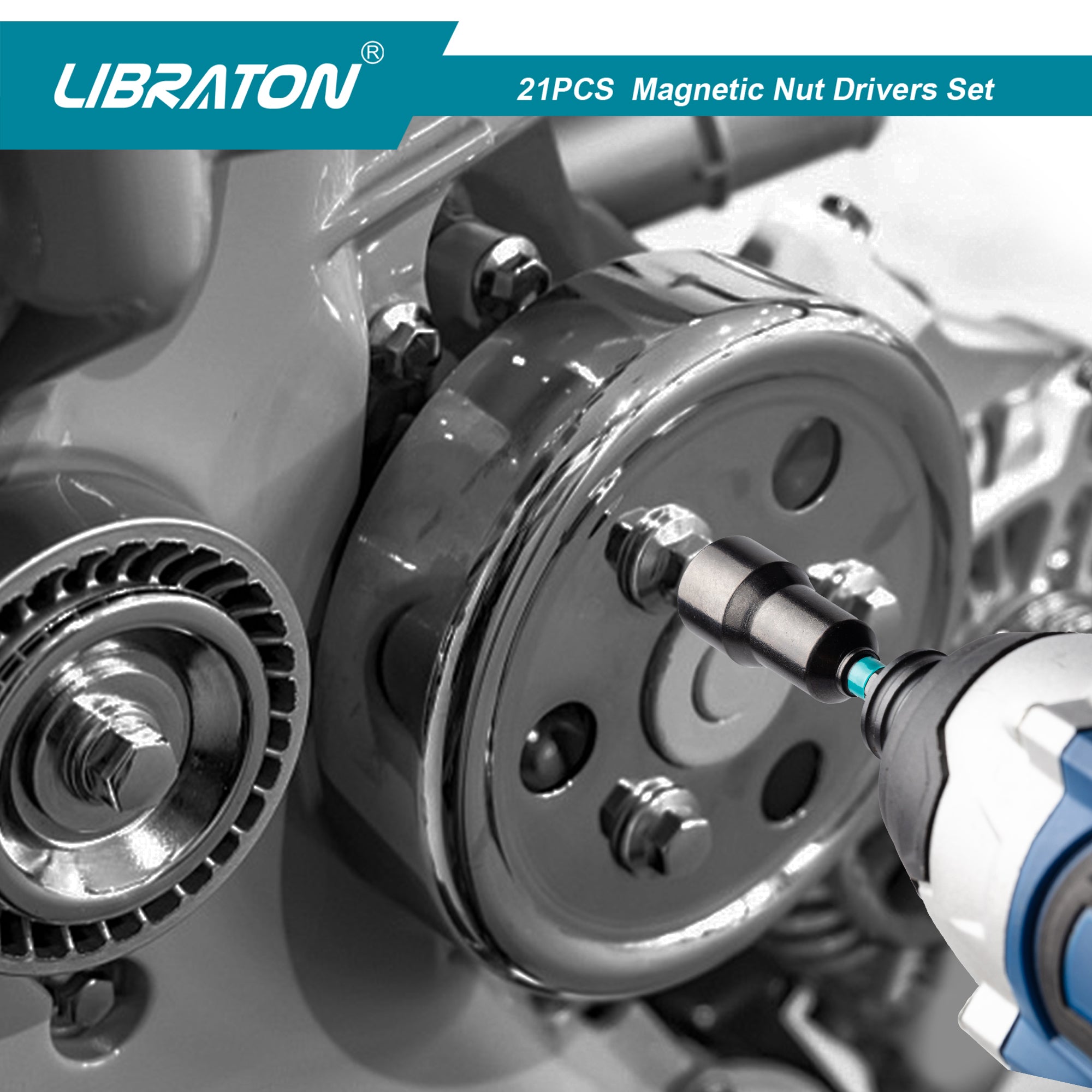 Libraton 21PCS Magnetic Nut Driver Set, Impact Grade Metric & SAE Bit Set