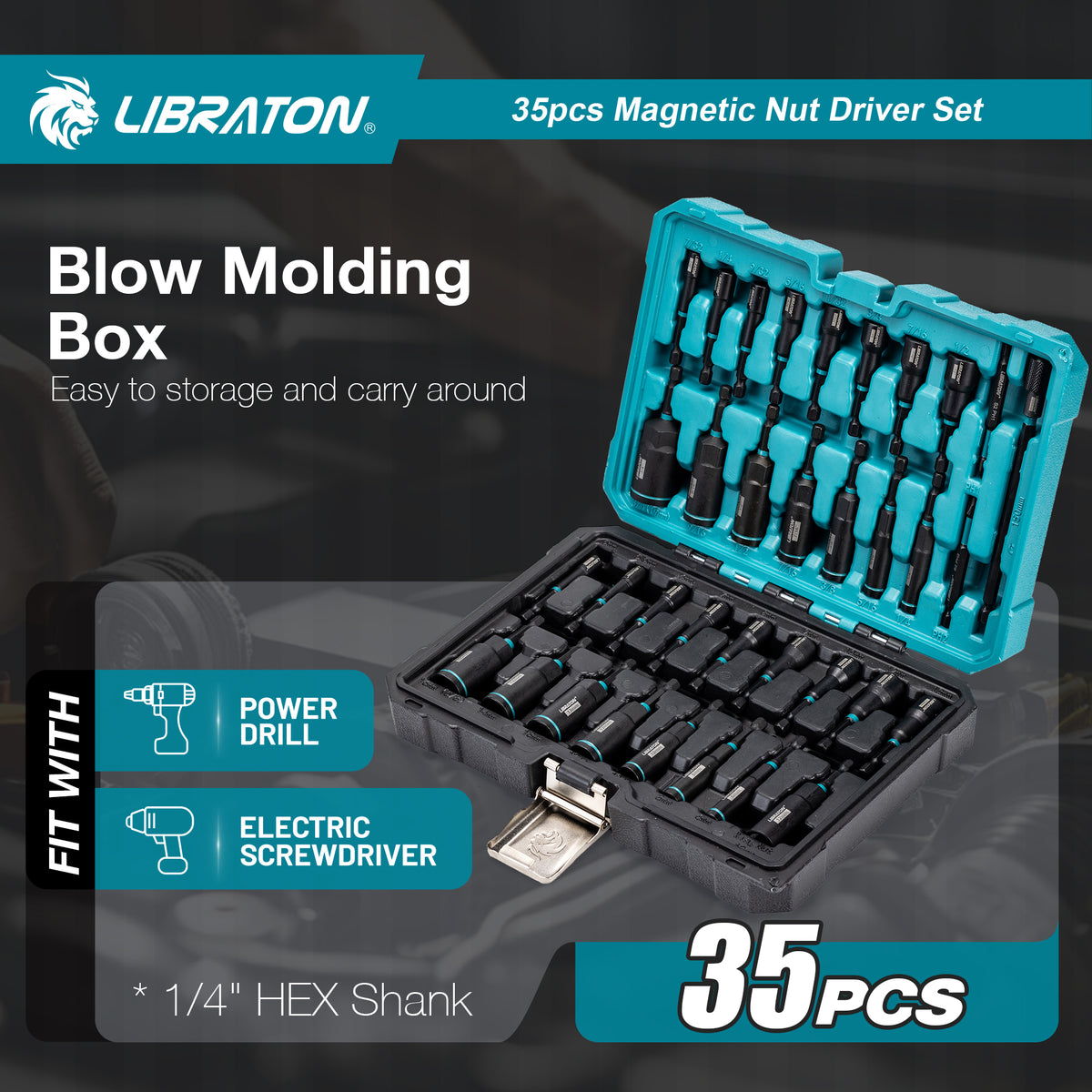 LIBRATON 35-Piece Magnetic Nut Driver Bit Set