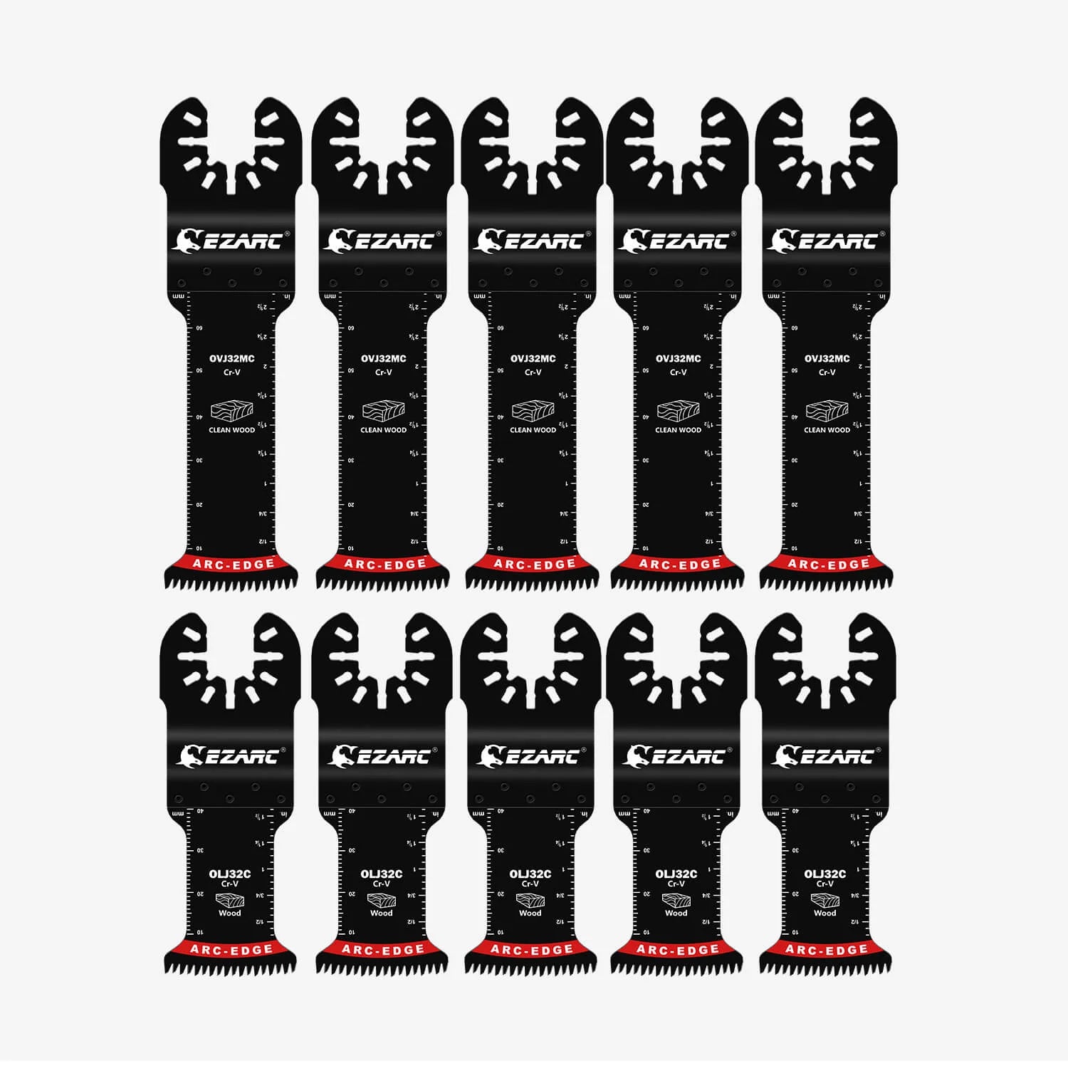 1-1/4 in. Arc Edge Oscillating Multitool Blades For General Purpose,Mixed Standard+Extra Long