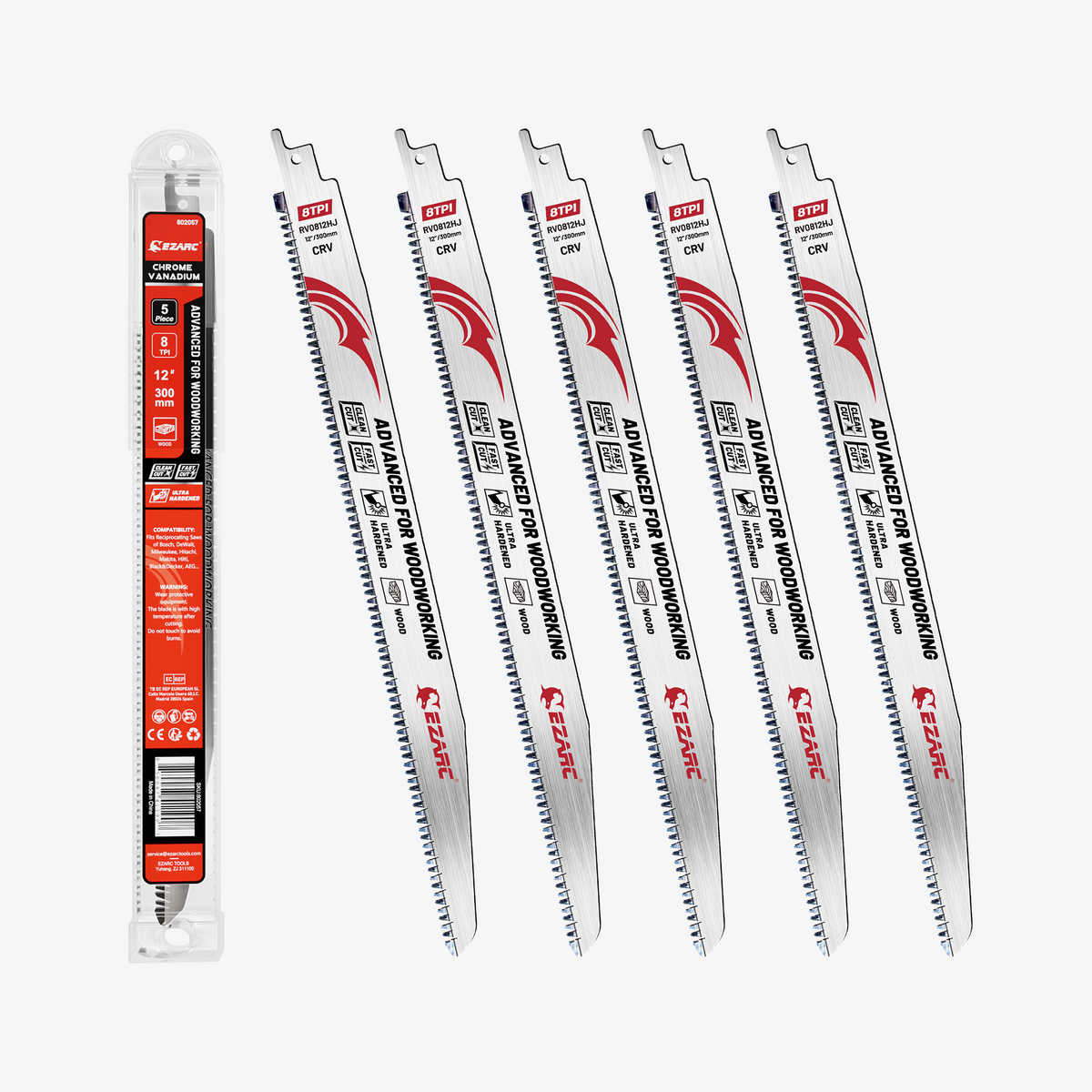 8TPI, Japanese Teeth Reciprocating Saw Blade, Arc Edge Wood Pruning Saw Blades for Tree Trimming, Wood Cutting - EZARC Tools