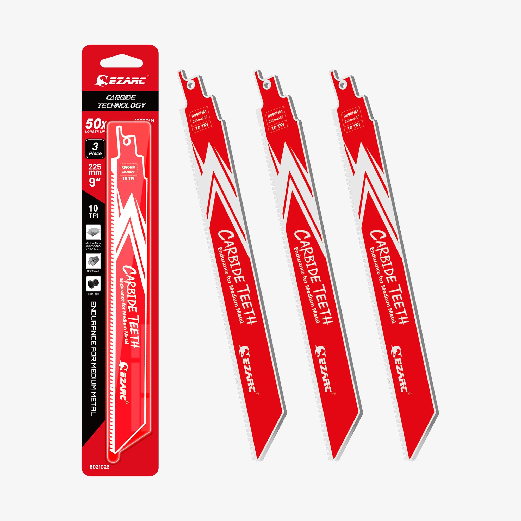 Medium Metal Cutting - Carbide, 6/9 in, 10 TPI Reciprocating Saw Blade
