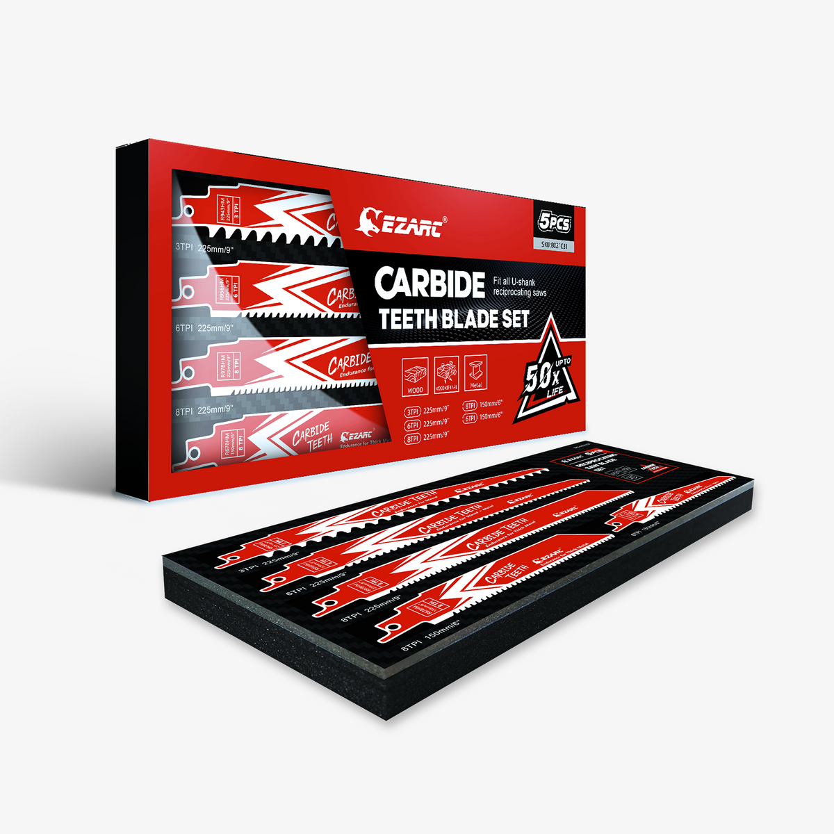 Carbide Reciprocating Saw Blades Set for Multi-Material Cutting - EZARC Tools