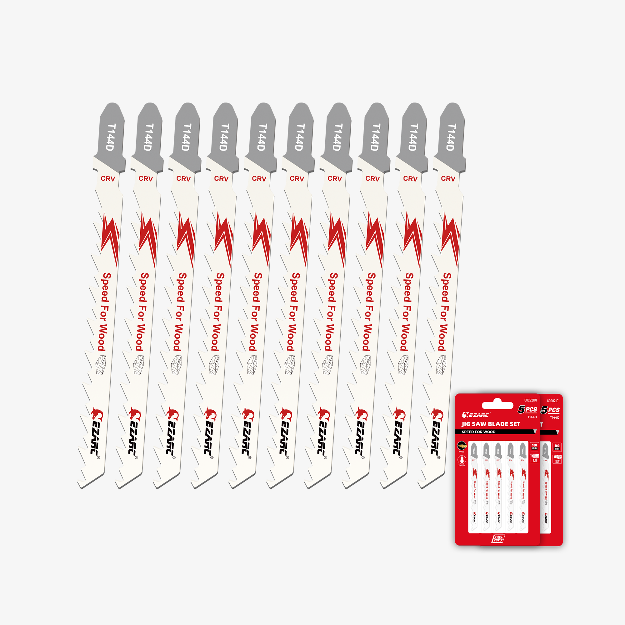 30pc T-Shank Assorted Jig Saw Blade Set for  Wood, Plastic and Metal - EZARC Tools