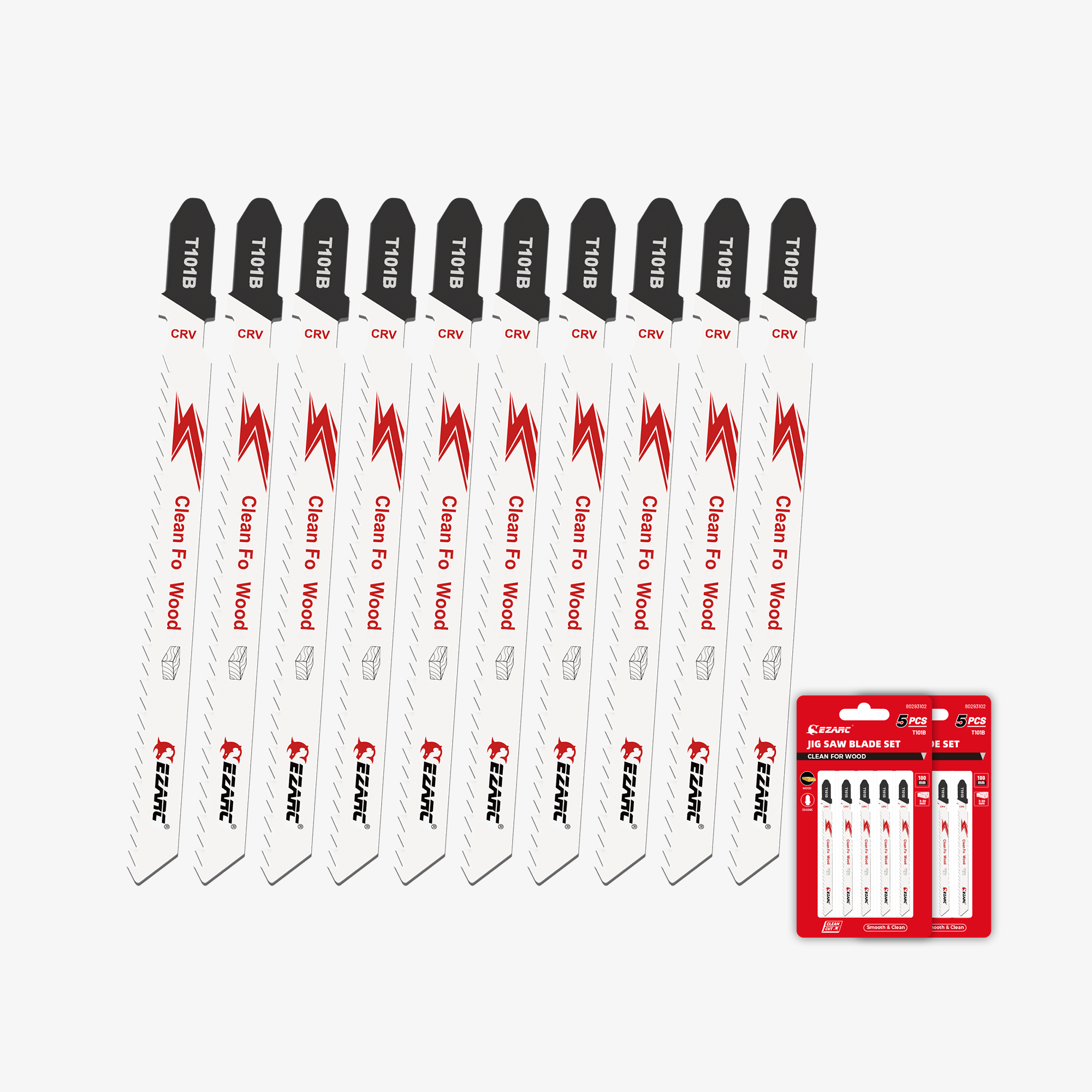 30pc T-Shank Assorted Jig Saw Blade Set for  Wood, Plastic and Metal - EZARC Tools