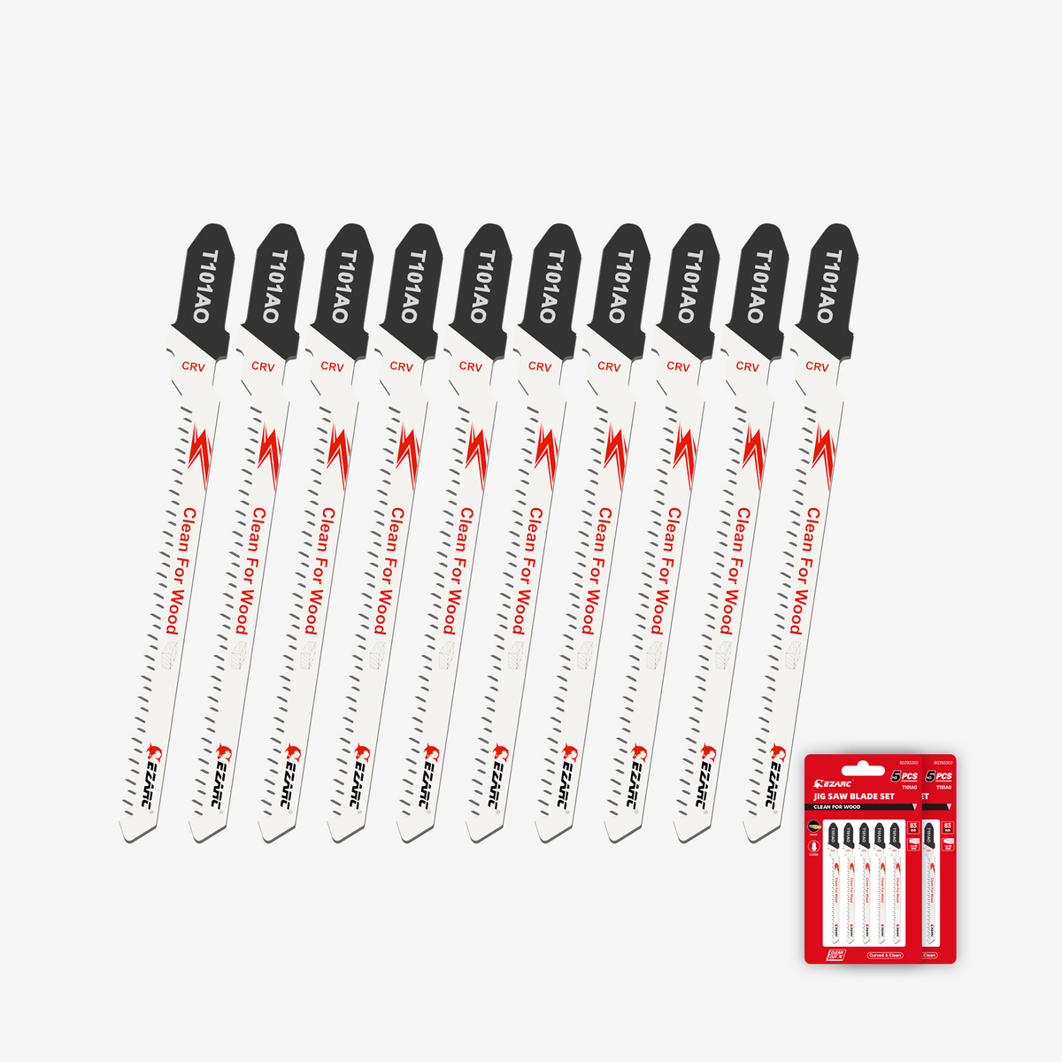30pc T-Shank Assorted Jig Saw Blade Set for  Wood, Plastic and Metal - EZARC Tools
