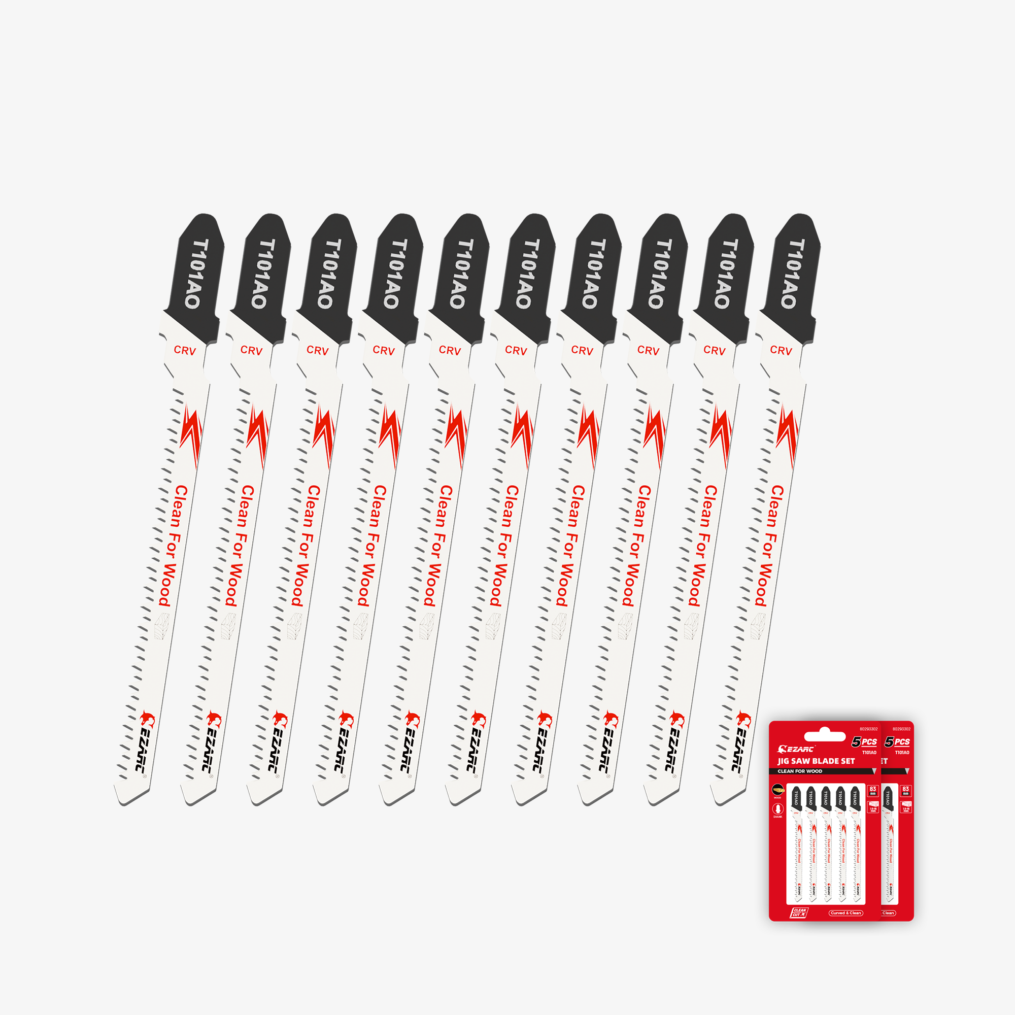 30pc T-Shank Assorted Jig Saw Blade Set for  Wood, Plastic and Metal - EZARC Tools