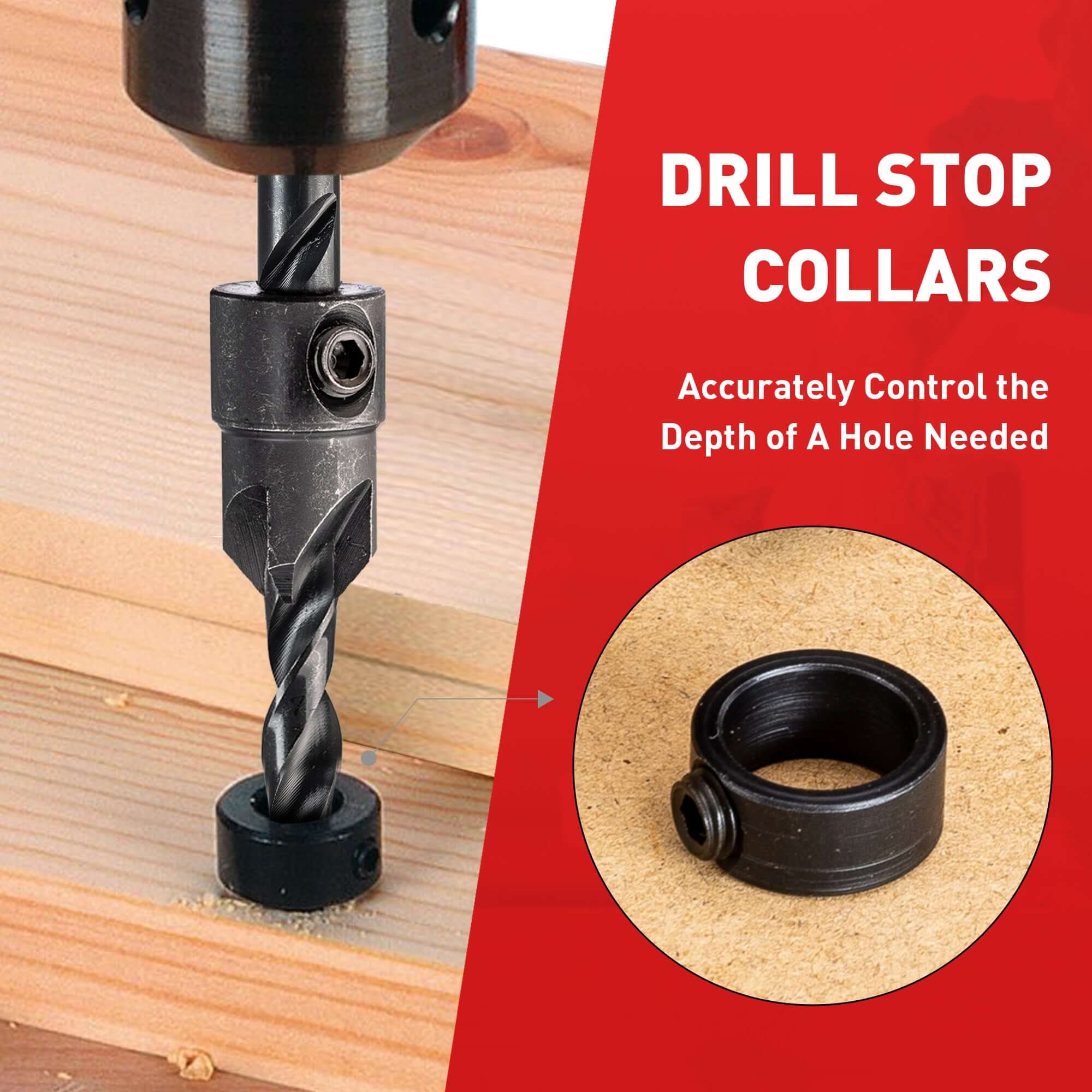 Wood Countersink Drill Bit Set With 1/4