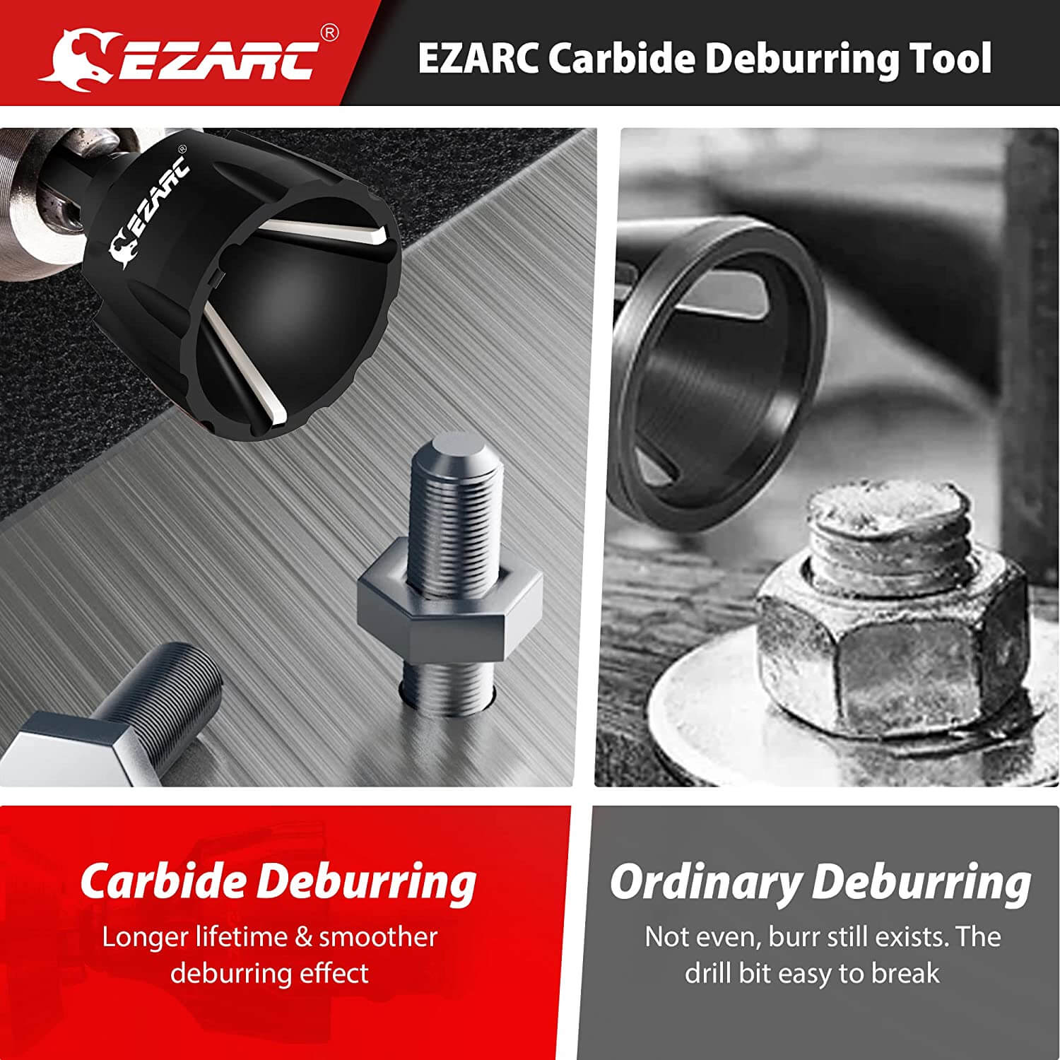 External Rotary Deburring Chamfer & Internal Countersink Chamfer Tool with  1/4 Hex Shank