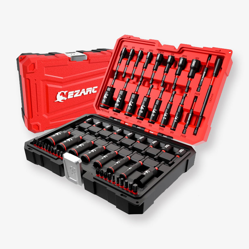 55PCS Magnetic Impact Nut Driver Set with Socket Adapters, Wing Nut Setter, S2 Bits & Extension – Fits Impact Drills/Wrenches