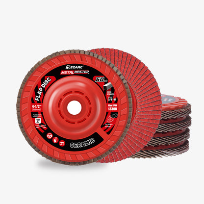 4-1/2 In. Integrated Hub Ceramic Grain Flap Sanding Disc For  Stainless Steel, Sheet Metal - EZARC Tools