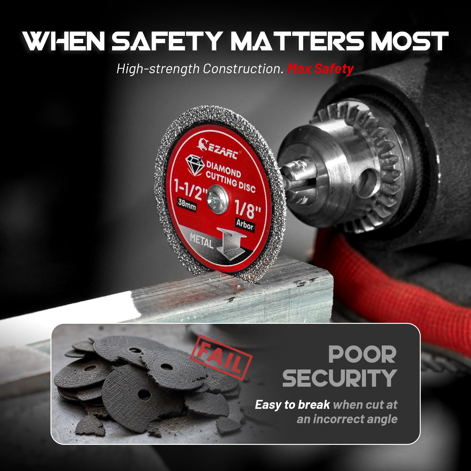 Durable 1-1/2 Diamond Cutting Wheels for Metal, 3-Pack