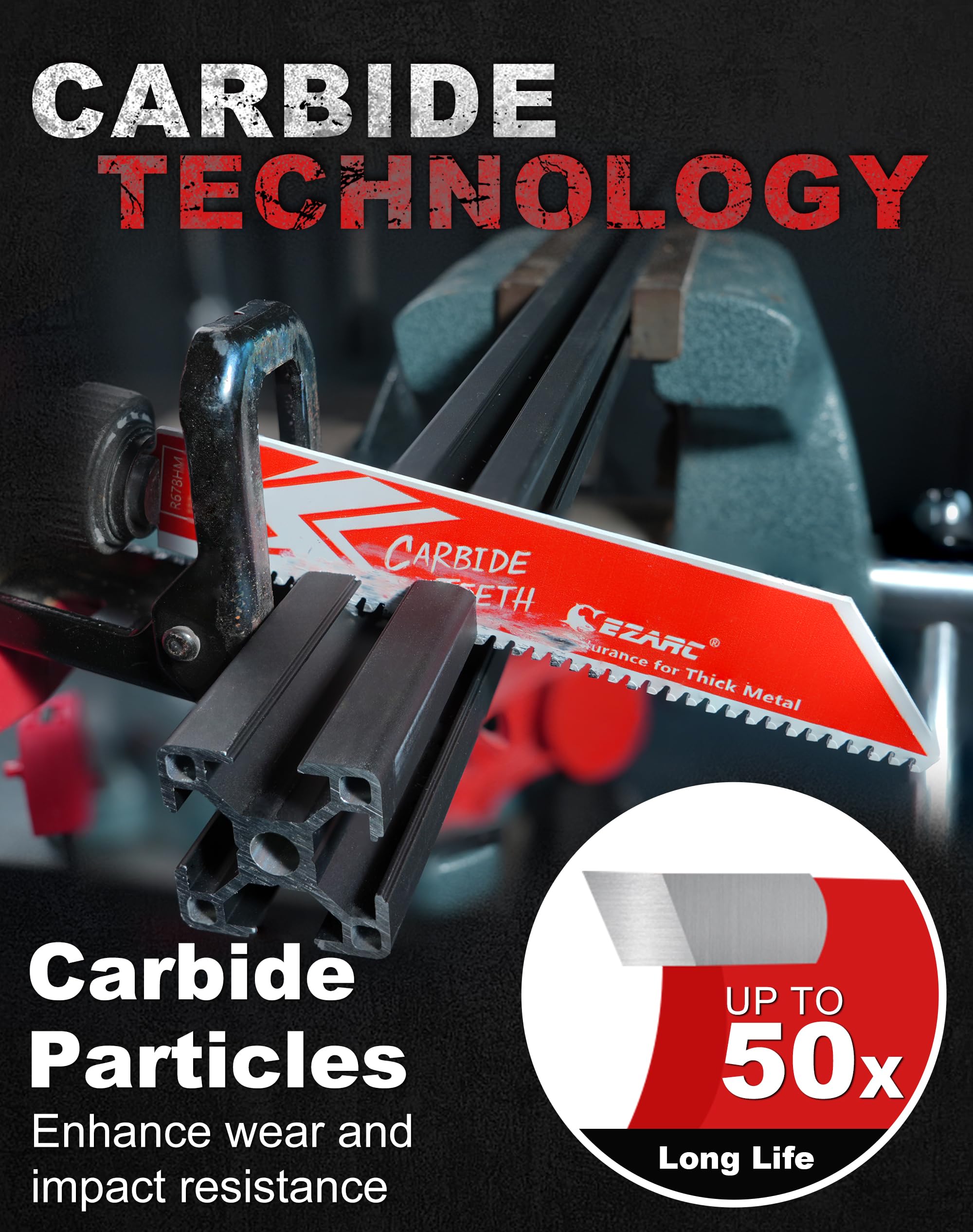 Thick Metal/Cast Iron Cutting – Carbide, 6/9 in, 8 TPI Reciprocating Saw Blade