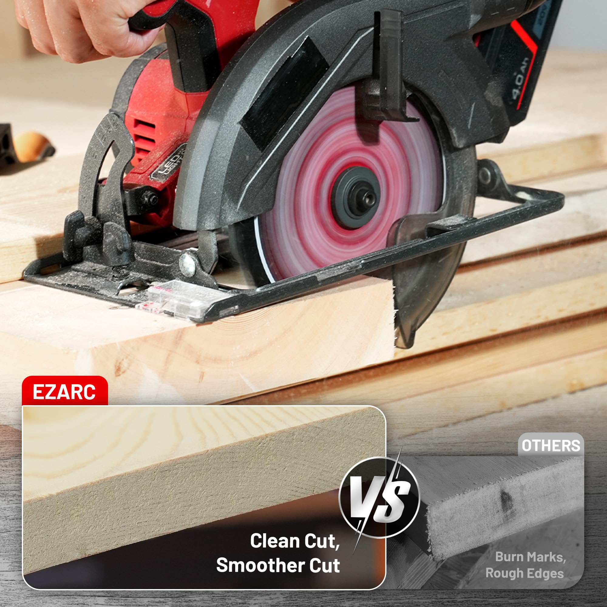 EZARC 7-1/4 Inch Circular Saw Blades Wood Cutting Blade, Ultra-Thin 1.5mm Kerf, Non-Stick Coating, 2 Pack