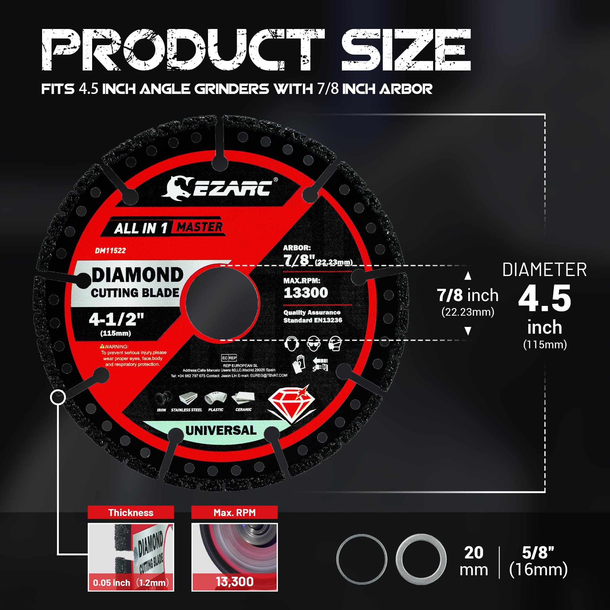 Multi-Purpose Diamond Saw Blades 2 Pack, Indestructible diamond cutting wheel for metal, tile, concrete