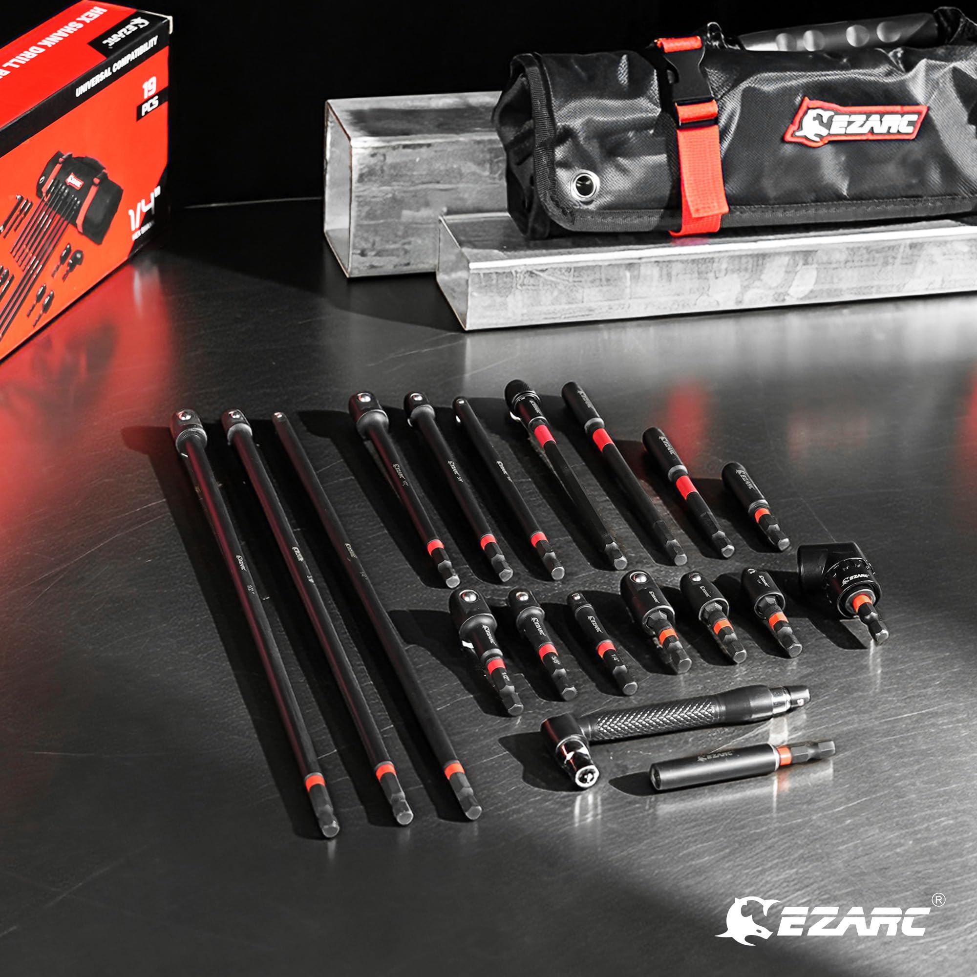 19PCS Impact Socket Adapter Set for Automotive Repair, include Oxford roll pouch